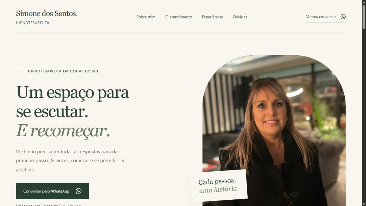 Captura real do site de Simone dos Santos
